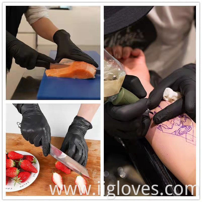 Black High Elastic Powder-free Safety Gloves Household Protection 100 pcs/box Nitrile Synthetic Gloves